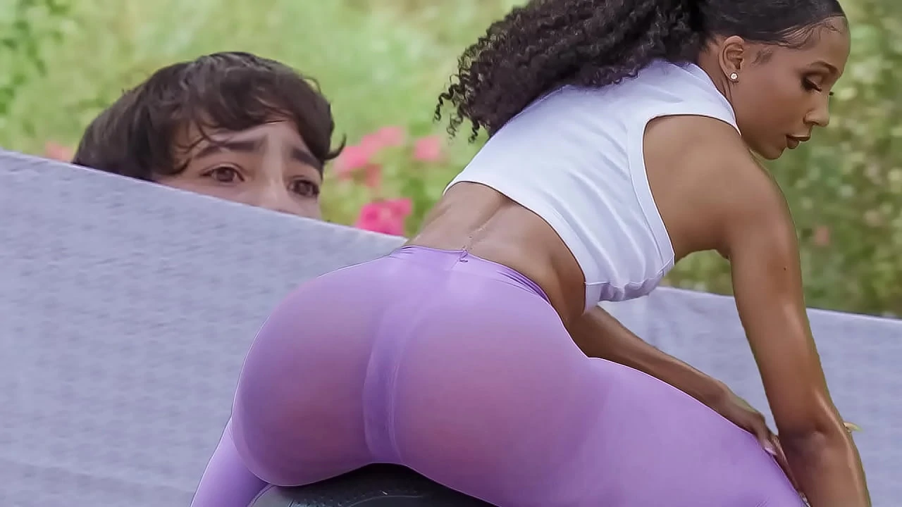 A Young Boy Sneaks A Peek At His Hot Milf Neighbor During Her Workout